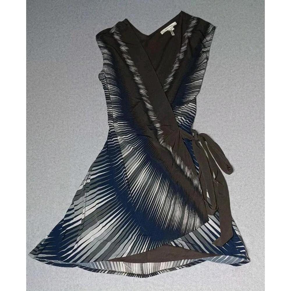 Maxandcloe Sleeveless Wrap Dress Womens Size Medium Gray And Blue Illusion...